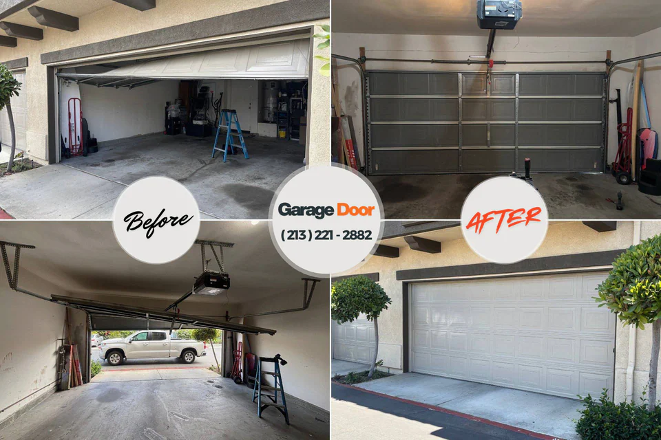 Before and after: garage door repair Lowell, MA